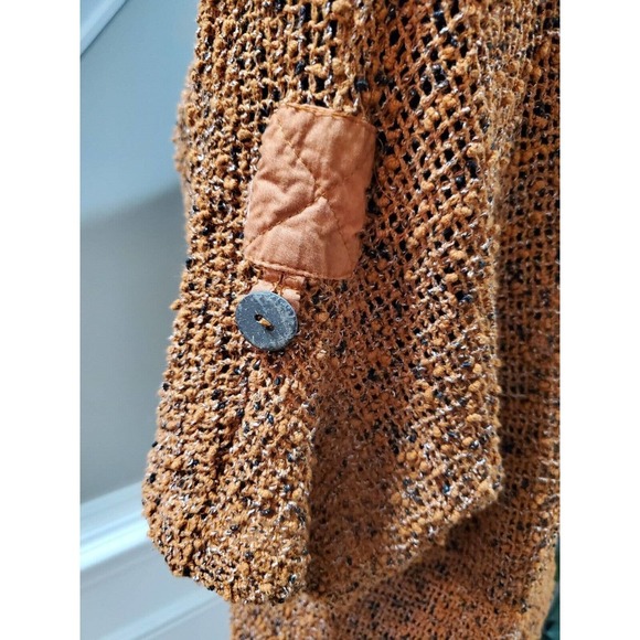 Frazzle Women Brown Cotton Half Sleeve Buttons Front Casual Knit Sweater Size L - Picture 8 of 14